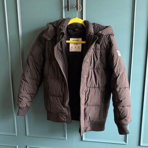 abercrombie Kids Black Puffer Jacket with Sherpa Hood, 11/12 boys super warm